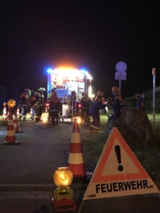 Abendlicher Einsatz für die Jugendfeuerwehr. Im Industriegebiet brannte eine Hecke.