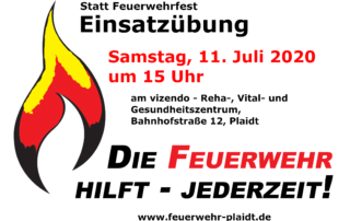 Plakat Einsatzübung am 11. Juli 2020